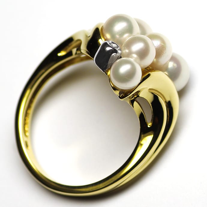 Foto 3 - Wundervoller dekorativer Perlen Diamanten-Ring 14K Gold, R8972