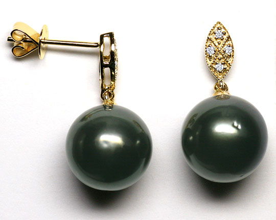 Foto 1 - Original 11,4mm Tahiti Perlen Brillant-Ohrgehänge, A054, S1054